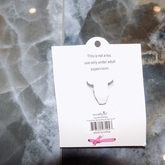 Mud Pie Initial "T" (In Lower Case) Baby Girl Multi-Color Pacifier Clip NEW - Picture 3 of 3